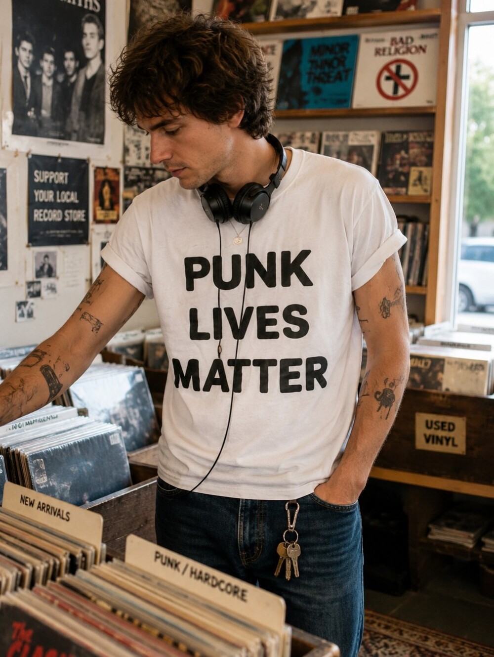 Punk Lives Matter Graphic Tee Shirt S Thrashed Punk Protest S/S Grunge Undergrou